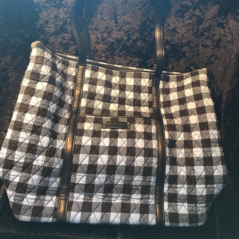 Vera Bradley Vera Tote Blue-Black Checkered Tote